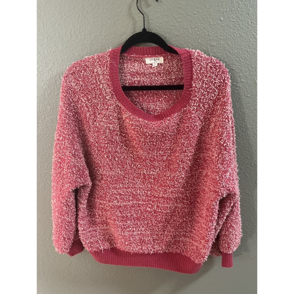 Umgee Pullover Sweater Womens Large Pink Excellent Boho Popcorn Knit